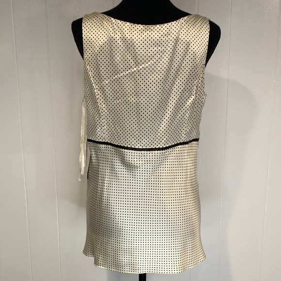 Nine West Camisole Tank Silk Lace Sequins Polka Dots Zipper Black Cream Size 8 - Picture 11 of 13